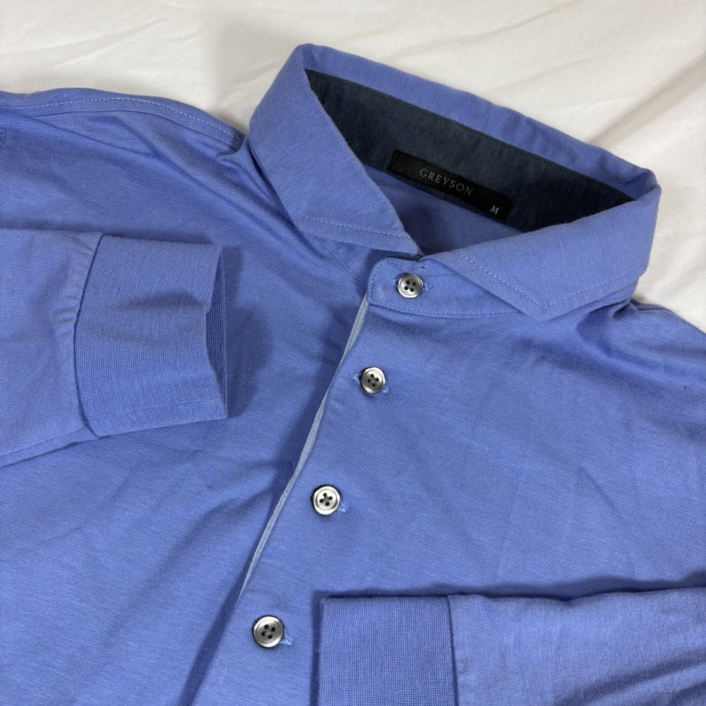 Greyson Men's M Polo Shirt Long Sleeve Golf Performance Stretch Wolf‎ Blue